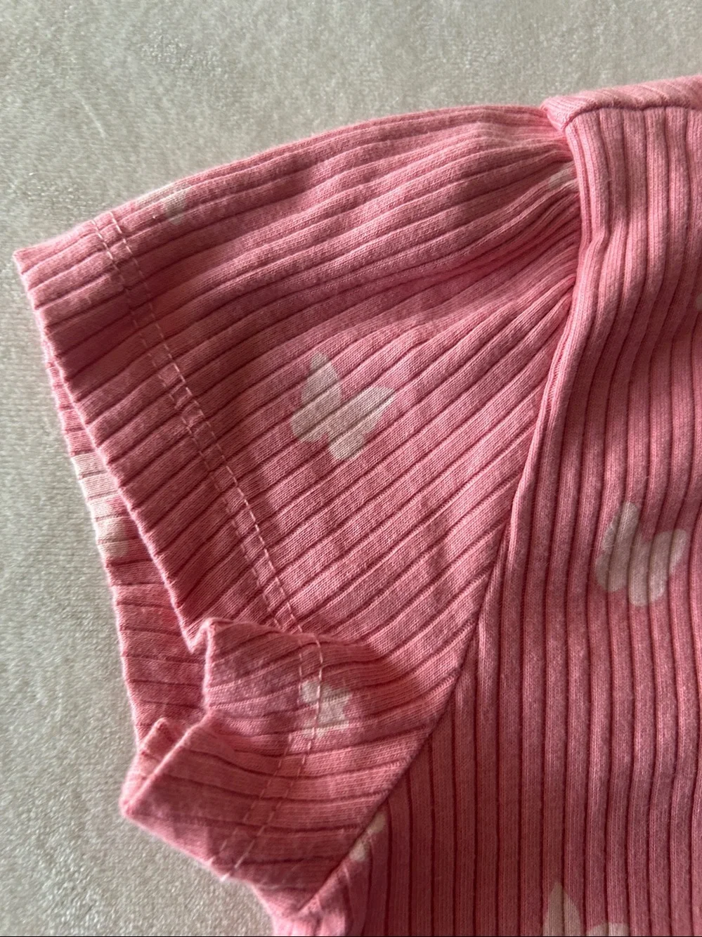 Girls' Pink Ribbed Short Sleeve Top